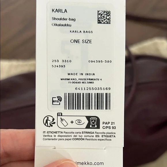 Marimekko wine red Leather KARLA Crossbody Bag - Picture 5 of 6